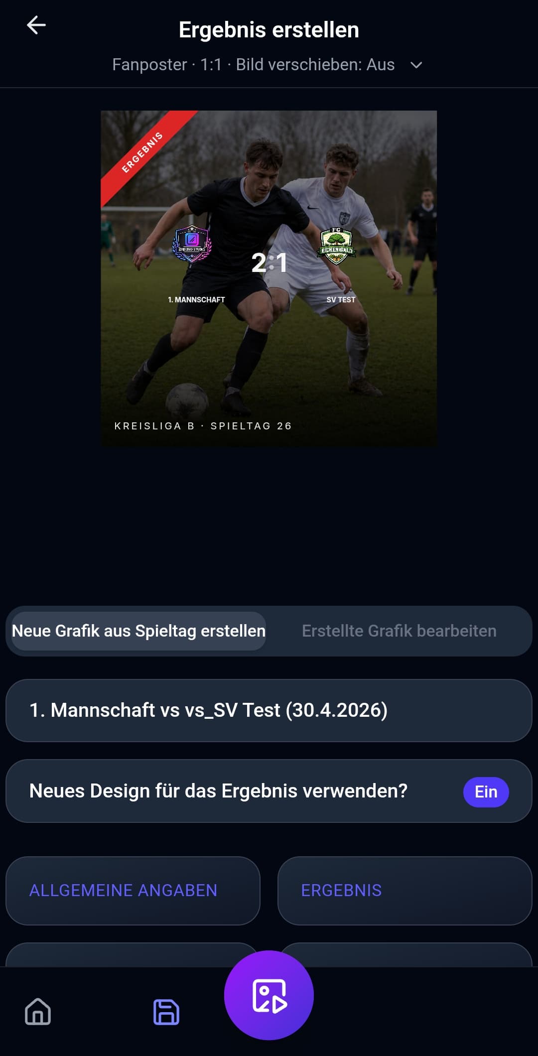 Erstelle deine Matchday Grafiken in Sekunden - Preview