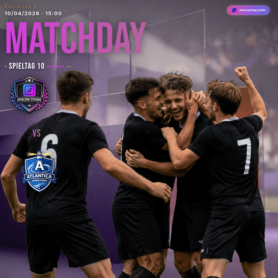 Club Style Fusion: Matchday-Grafik mit Spielern, Vereinslogos und Anstoßzeit