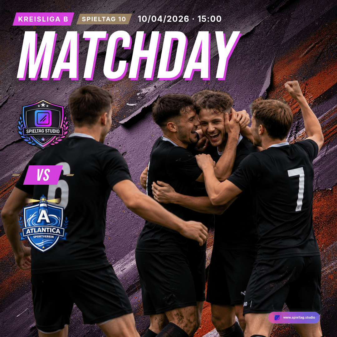 Club Style Impact: Matchday-Grafik mit Spielern, Vereinslogos und Anstoßzeit