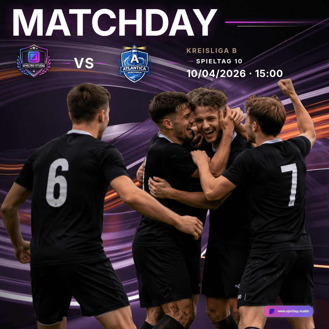 Club Style Velocity: Matchday-Grafik mit Spielern, Vereinslogos und Anstoßzeit