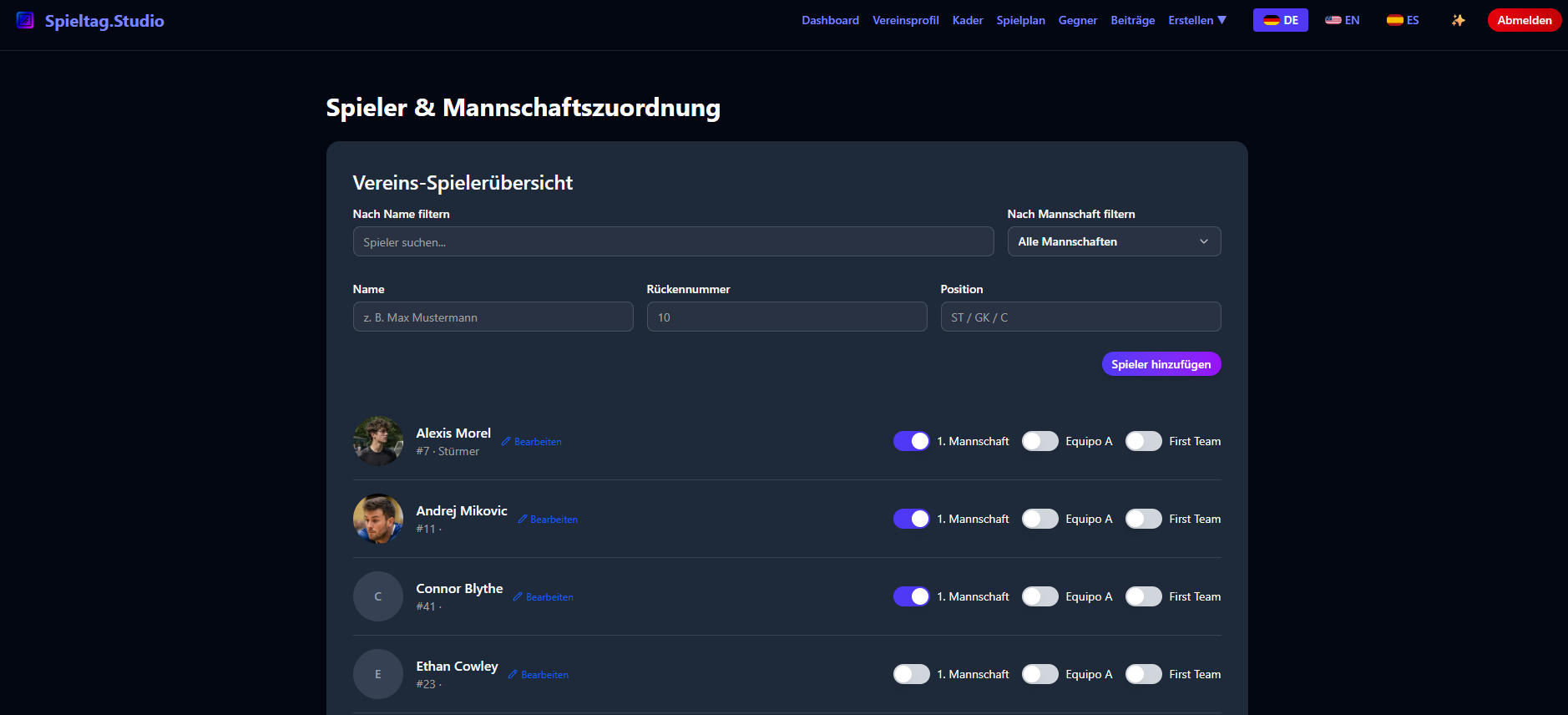 Lineup Bild Template Design Einstellungen