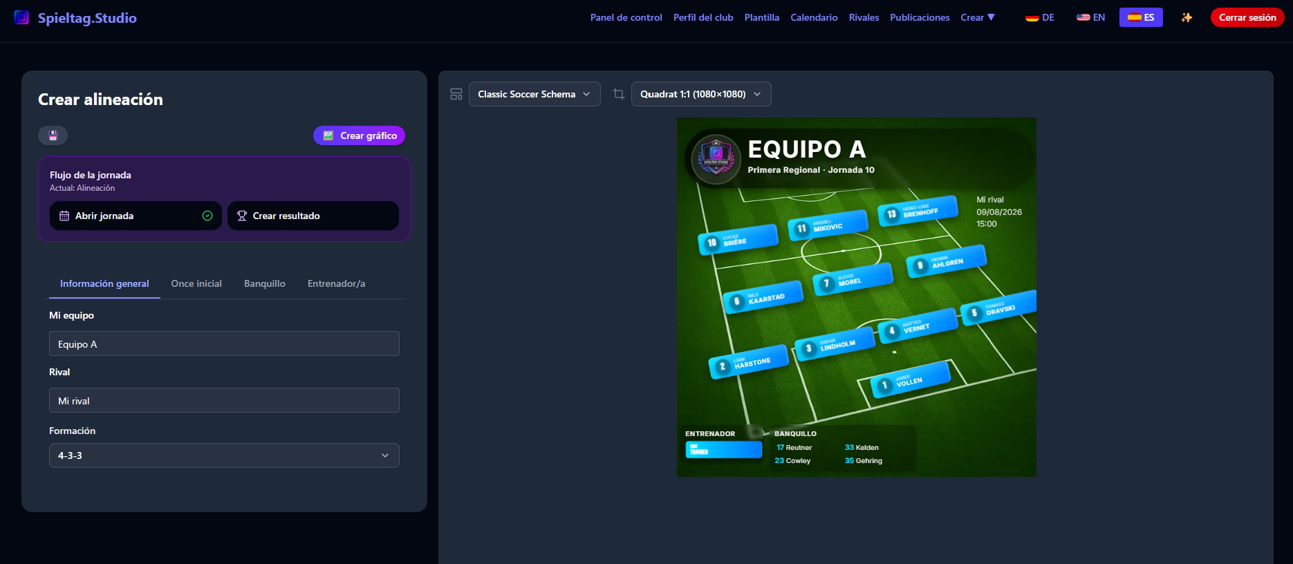 Configuración de formación