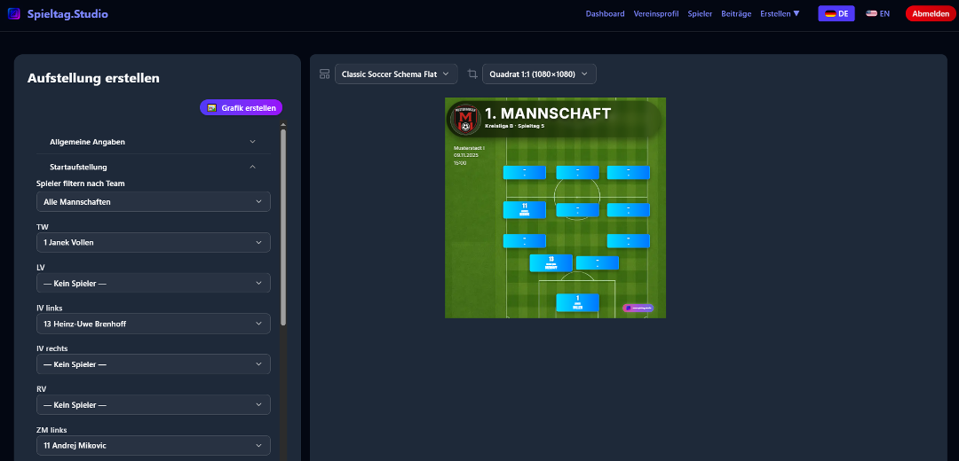 Formation player selection