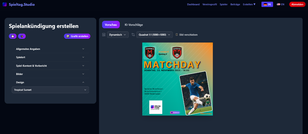 Matchday color settings
