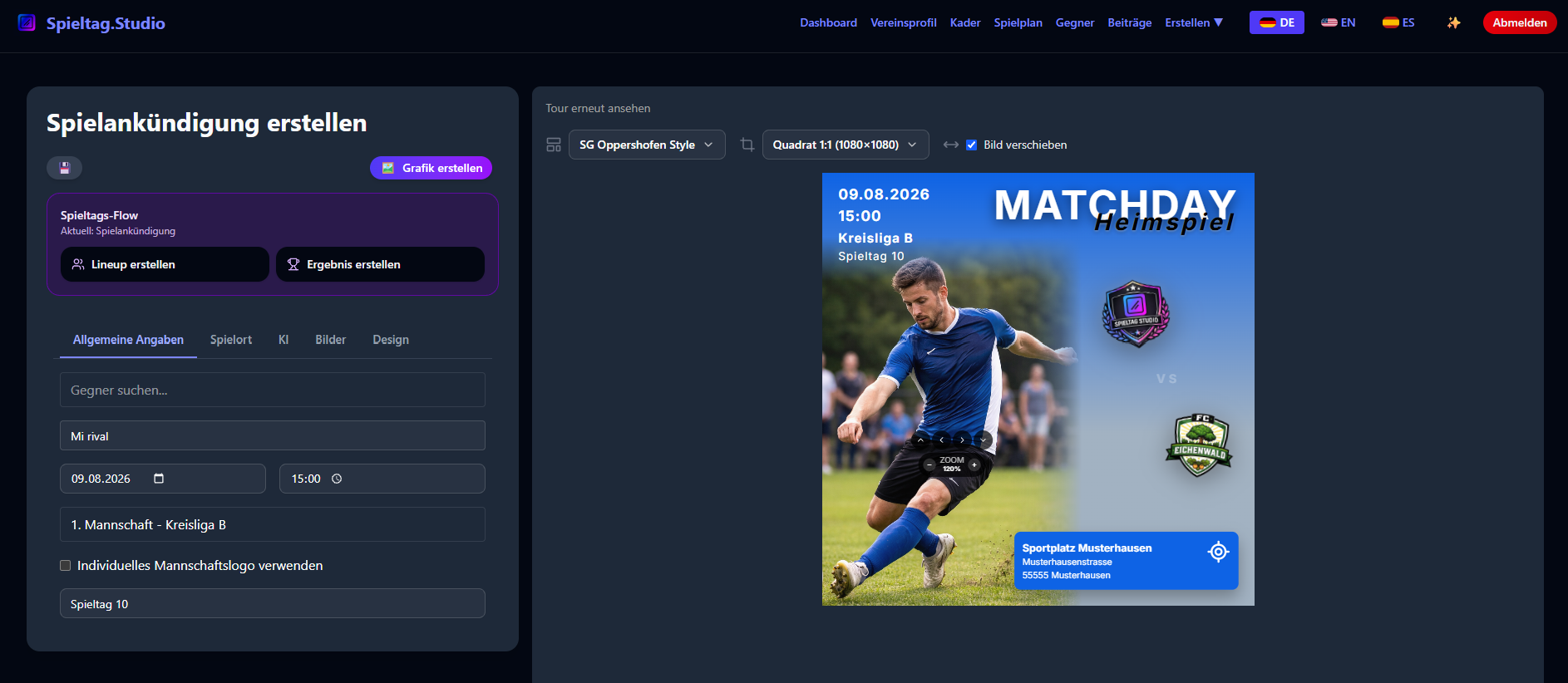Matchday Grafik Einstellungen