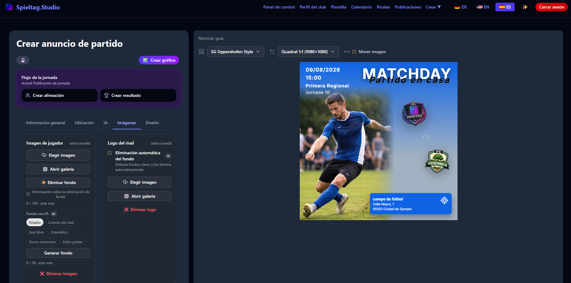 Configuración de imágenes de jornada