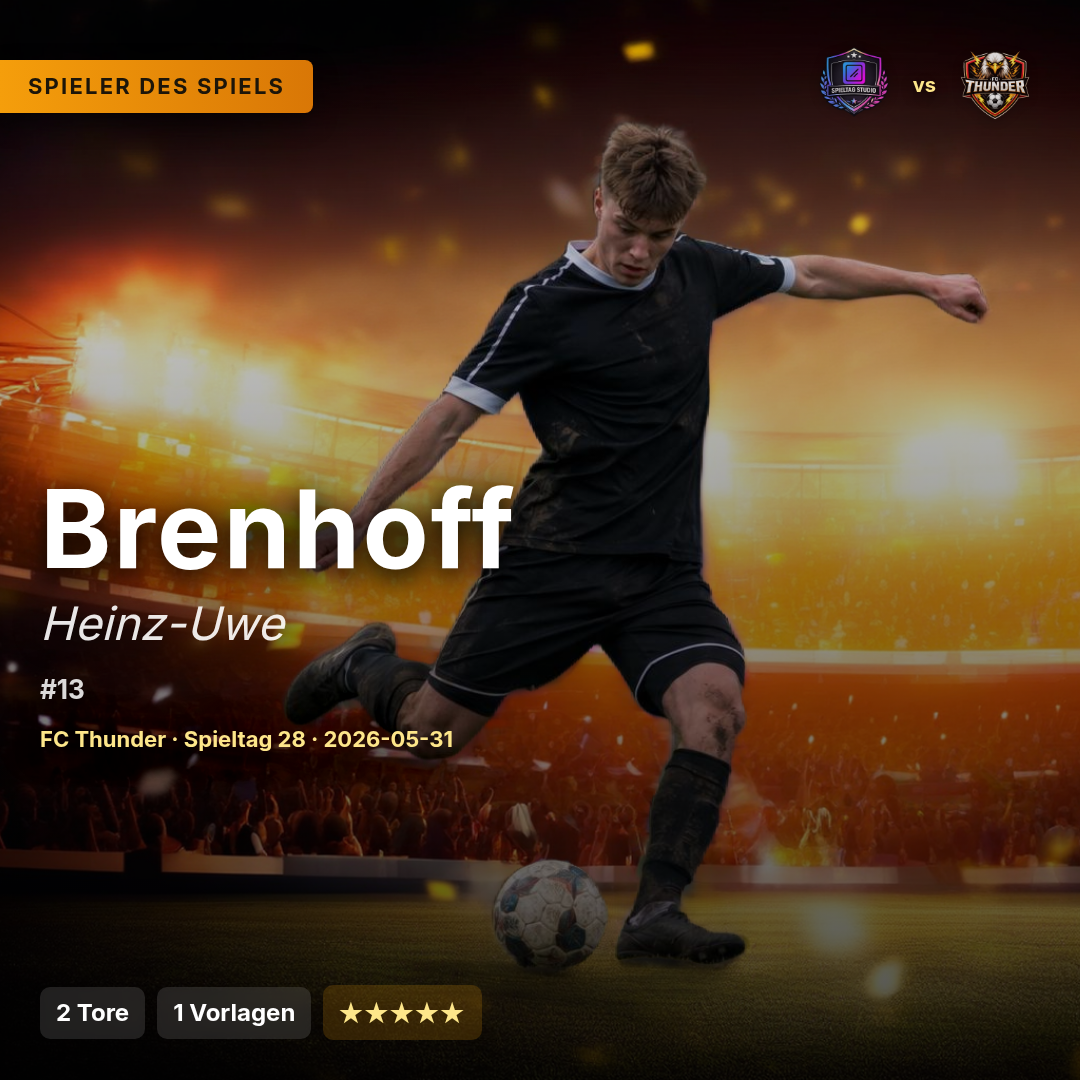 Man of the Match Beispiel mit KI-Hintergrund