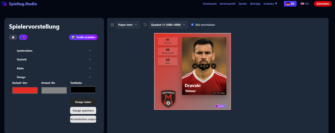 Spieler Design Einstellungen