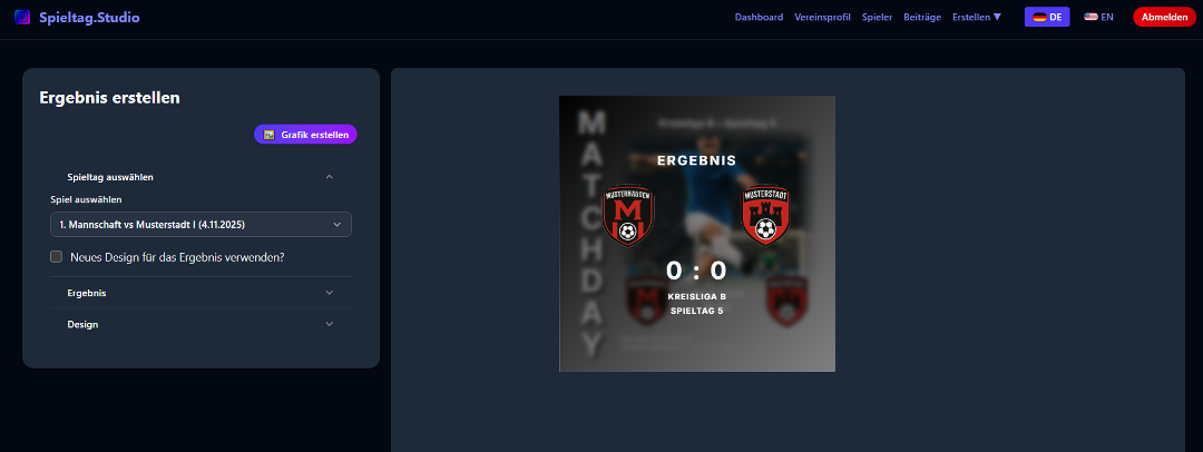 Ergebnis Overlay Einstellungen