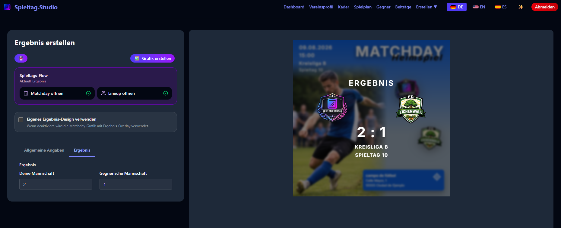Ergebnis Overlay Einstellungen
