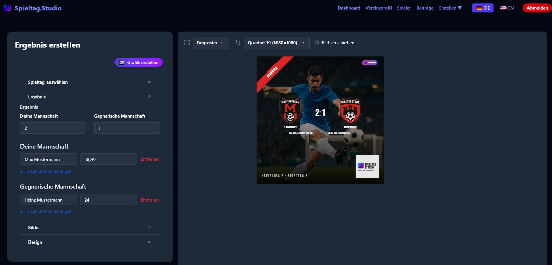 Ergebnis Einstellungen